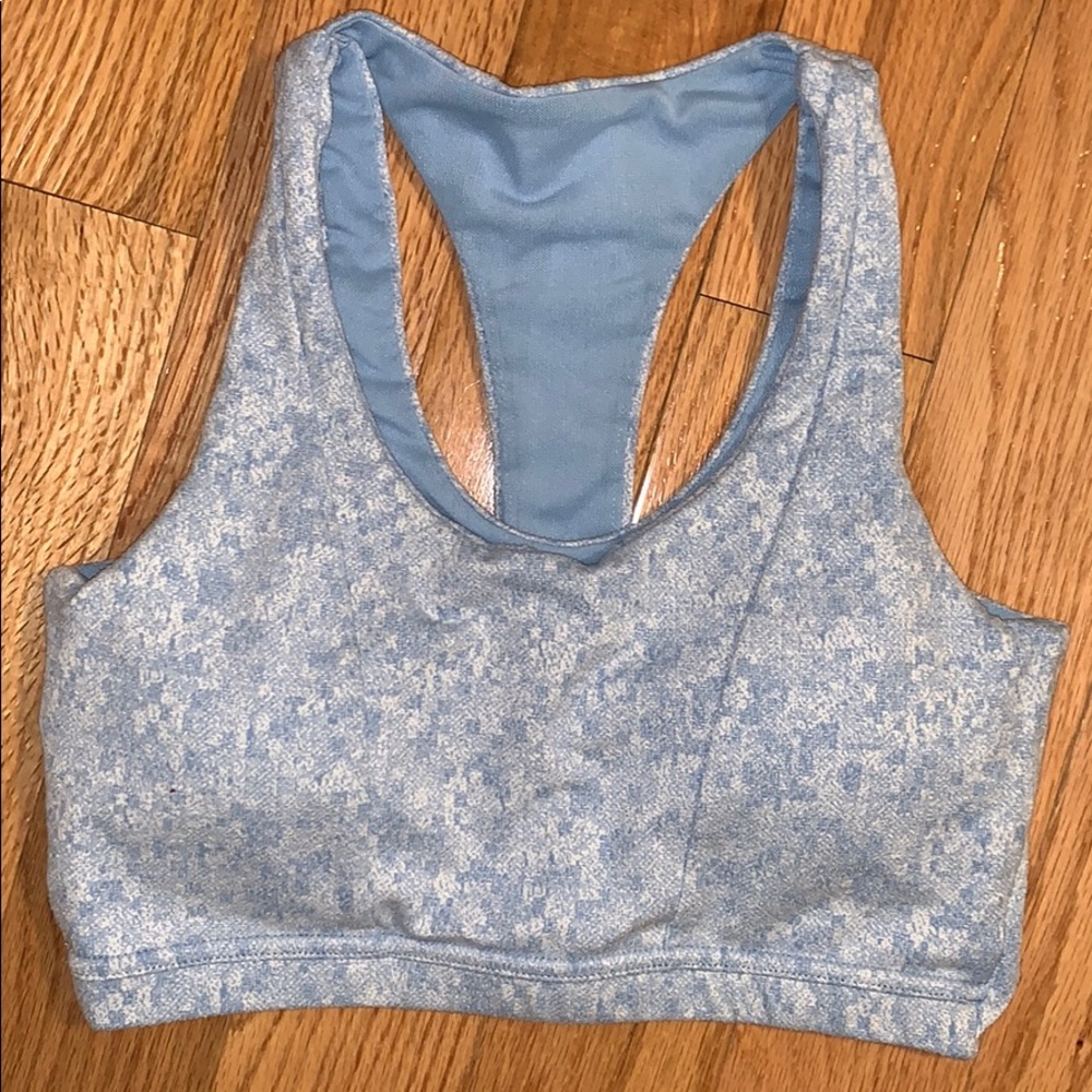 Gymshark Fleur Texture Sports Bra- Blue